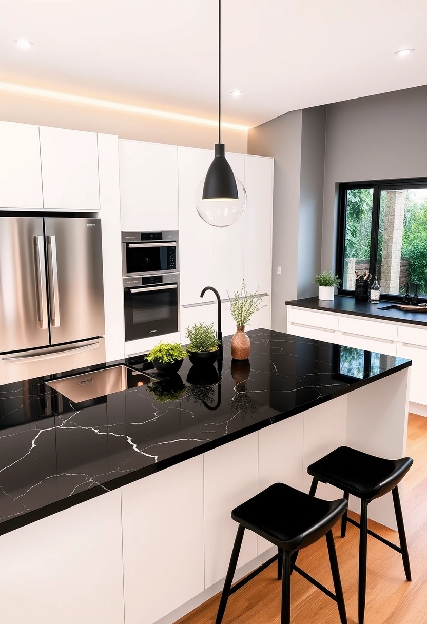 black worktop kitchen ideas 1