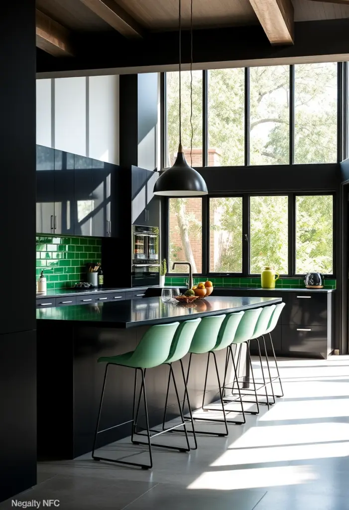 green and black kitchen ideas 1