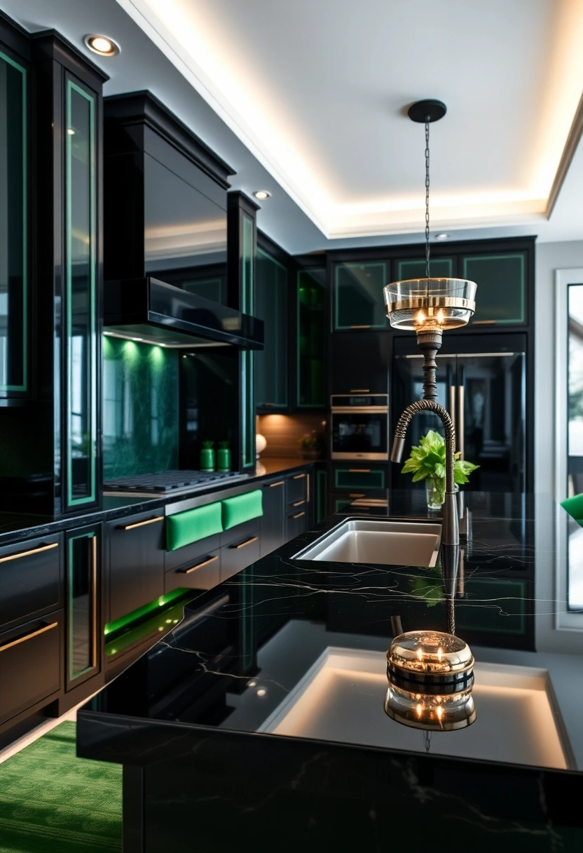 green and black kitchen ideas 17