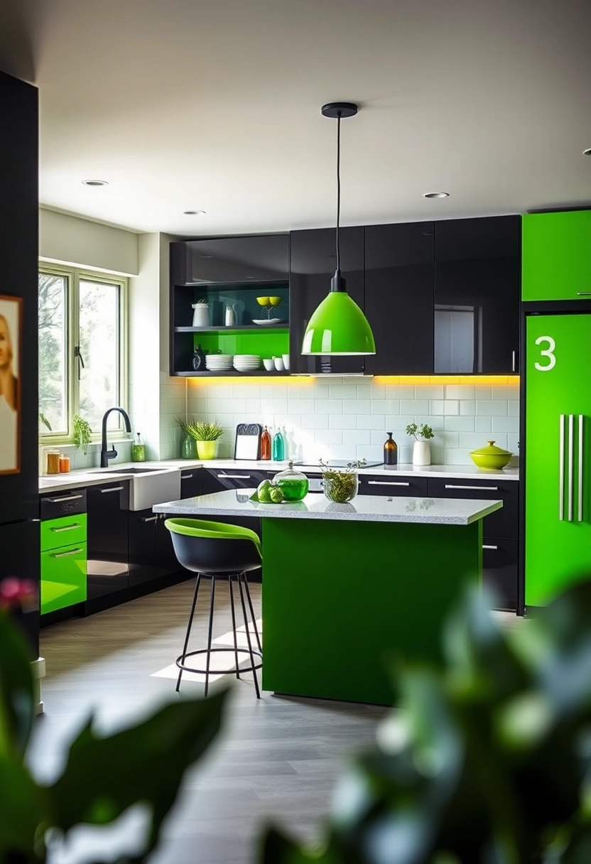 green and black kitchen ideas 19
