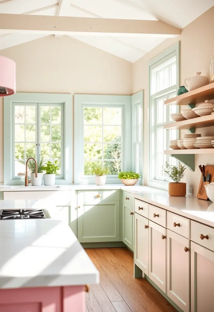 pink and green kitchen ideas 1